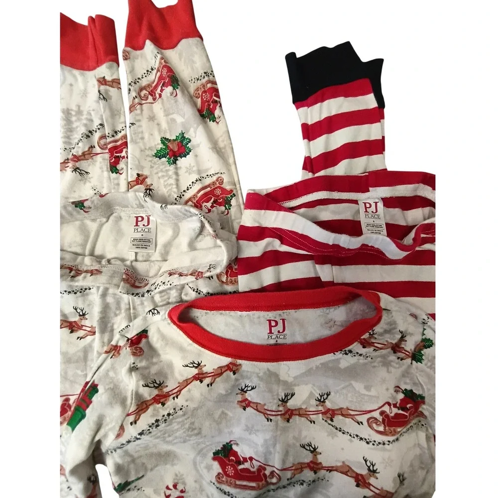 CHRISTMASThe Childrens Place PJ Place Christmas Pajamas Santa Reindeer  3pc Set